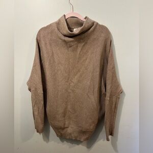 Bluivy Slouch Neck Dolman Taupe Ribbed Knit Top